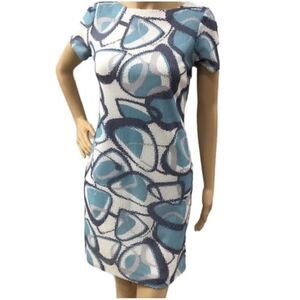 Muse All Dress Circles Sequin Print Blue Gray White Size 8 Women Dress C26